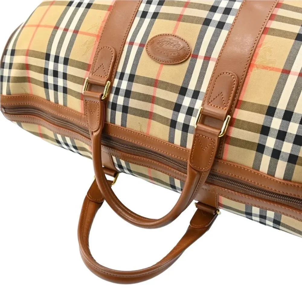 BURBERRY NOVA CHECK Canvas Leather Travel Bag 🧳 50cm